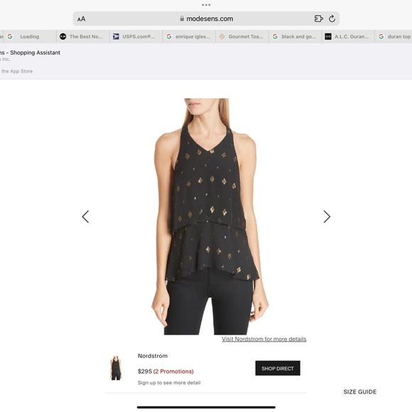 A.L.C. Duran Top in Black/Gold - Size 4 - Picture 6 of 12